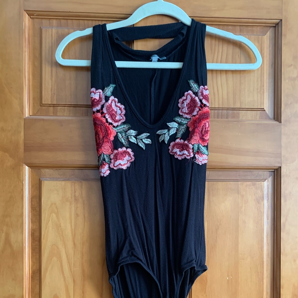 Black with roses body suit